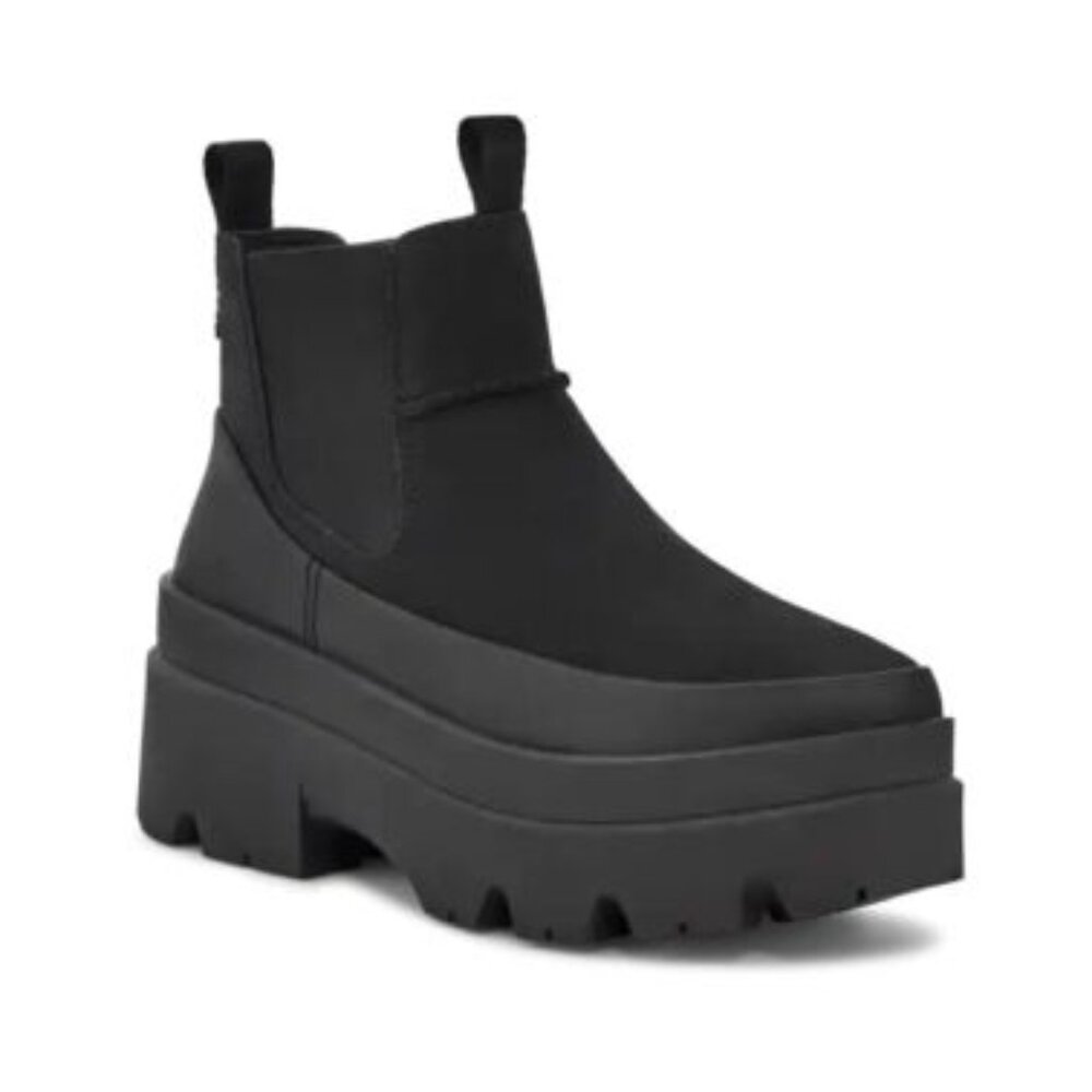 UGG BRISBANE CHELSEA BLACK LEATHER WATERPROOF WOMEN'S BOOTS SIZE US 7/UK 5 EUC